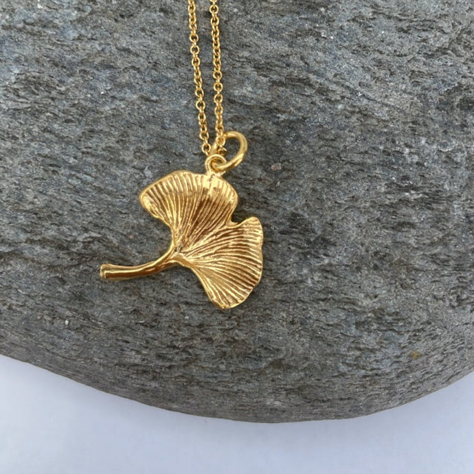 Gold Ginkgo Leaf Pendant