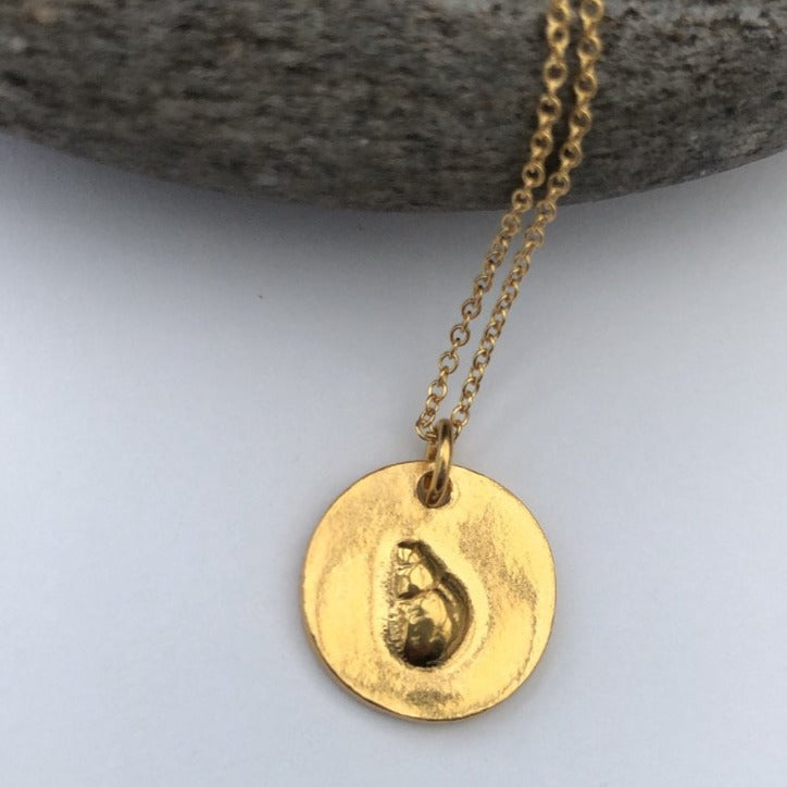 Gold Shell Fossil Pendant