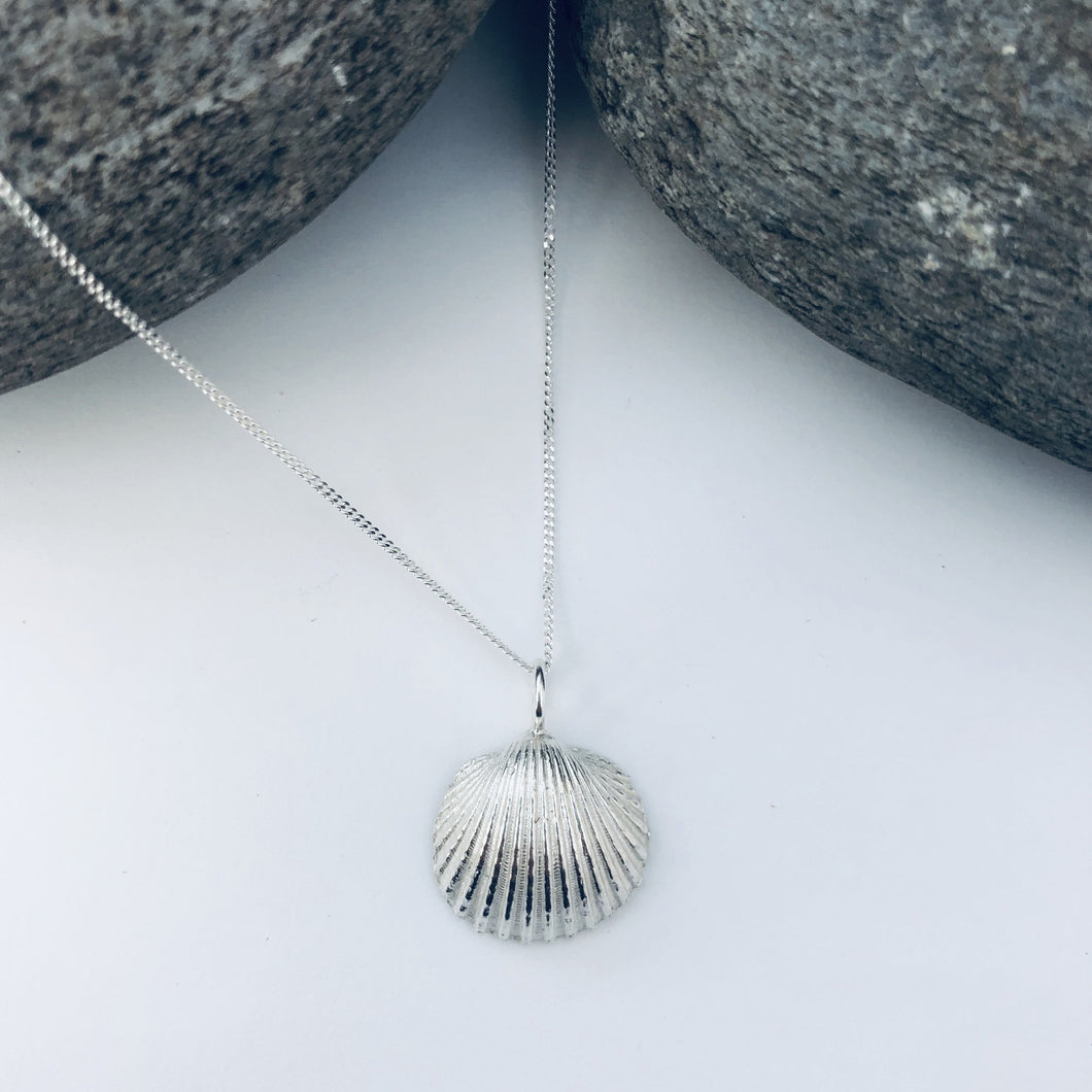 Silver Large Bawdsey Clam Shell Necklace