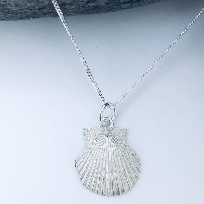 Silver Cornish Scallop Necklace