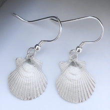 Load image into Gallery viewer, Silver Cornish Scallop Drop Down Earrings