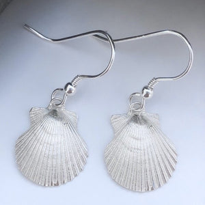 Silver Cornish Scallop Drop Down Earrings