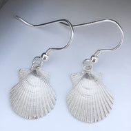 Silver Cornish Scallop Drop Down Earrings